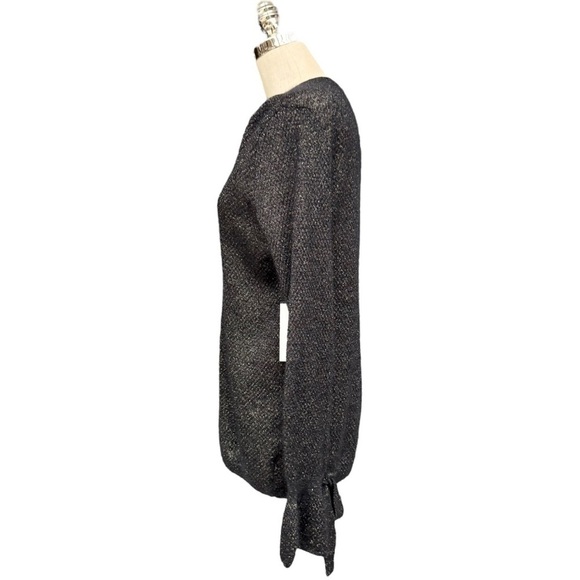 Lewit Metallic Mohair Blend V-Neck Sweater Black Size M - Picture 3 of 10